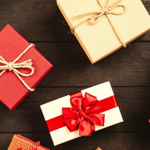Gift boxes wrapped with ribbon