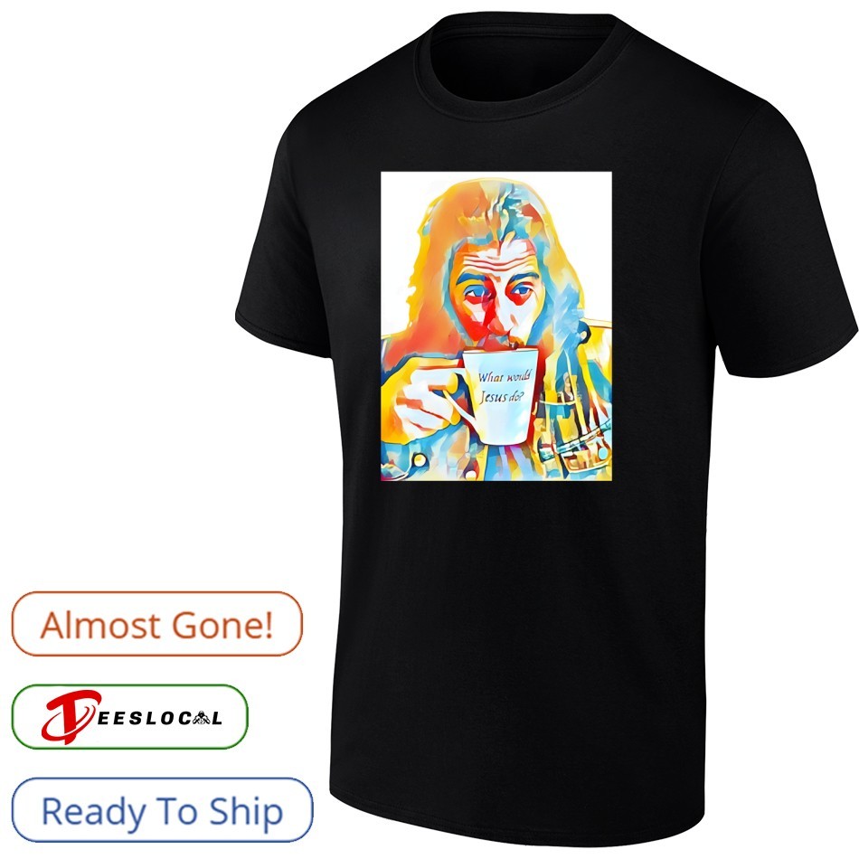 Jonathan Roumie design printed on a black T-shirt